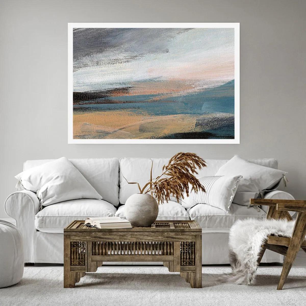 Poster - Abstractie: noordelijk landschap - 91x61 cm