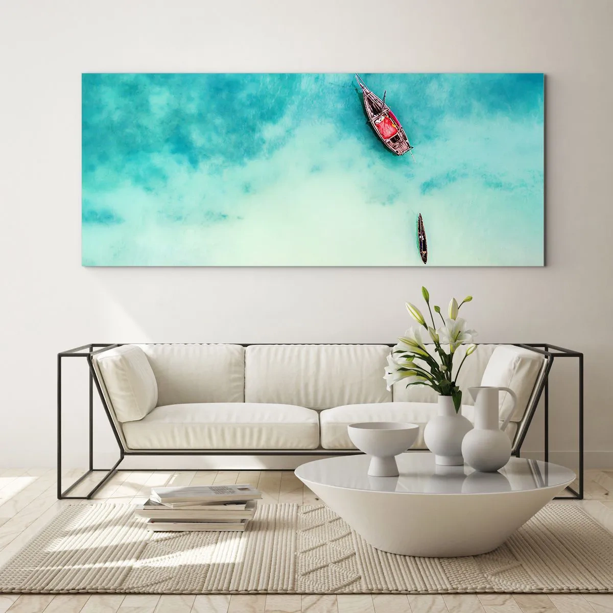 Schilderen op glas - Want op de stranden van Zanzibar, wanneer het teveel aan water ... - 90x30 cm