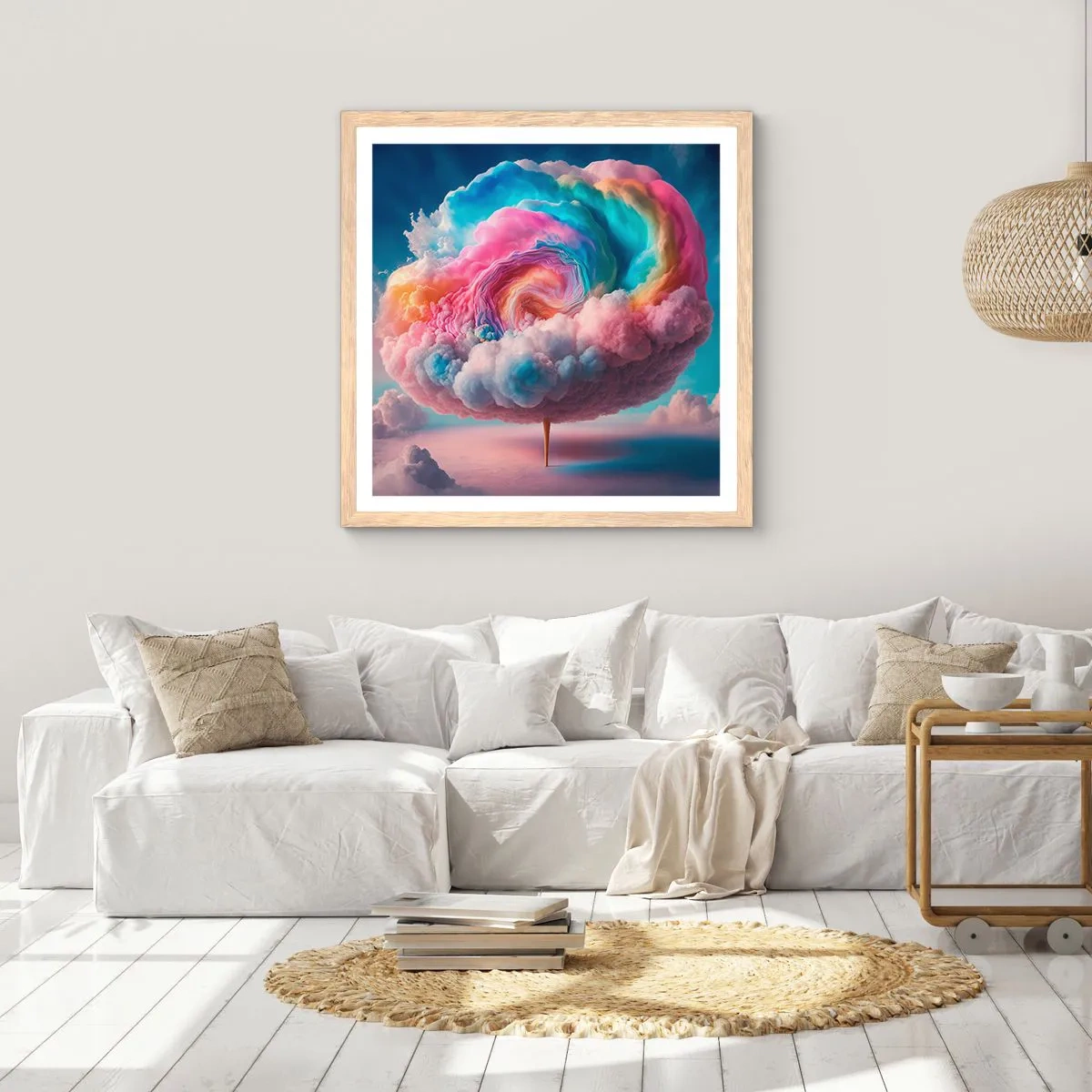 Een poster in een licht eiken lijst - De droom van een pretpark - 50x50 cm