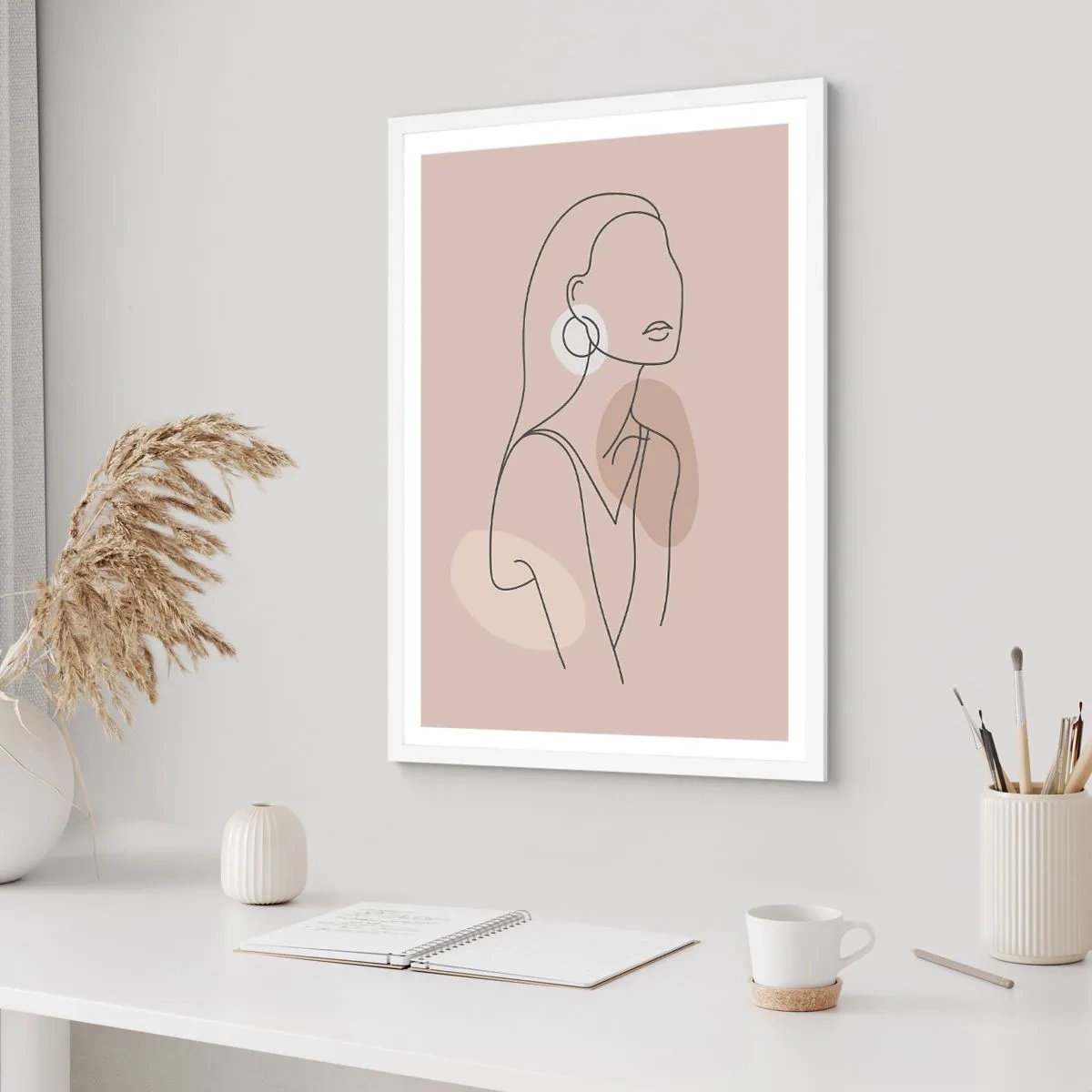 Poster in een witte lijst - meisjesachtig icoon - 70x100 cm