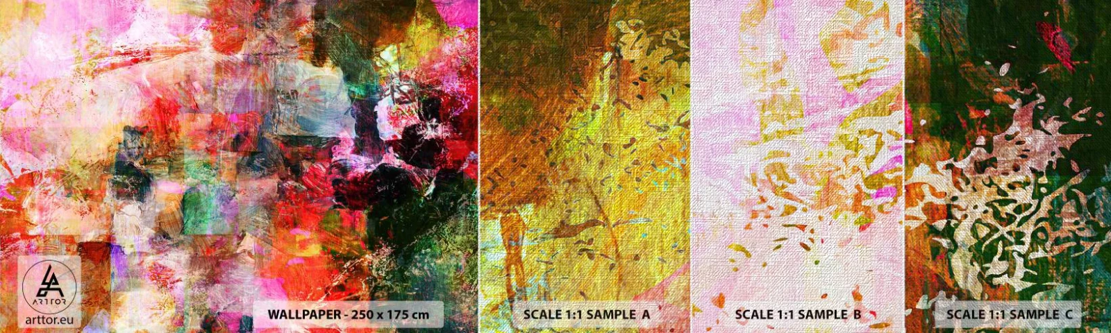 Fotobehang Monster Premium Canvas - Een reis door de rozen - Abstractie, Deel, Grafisch - 100x30 cm