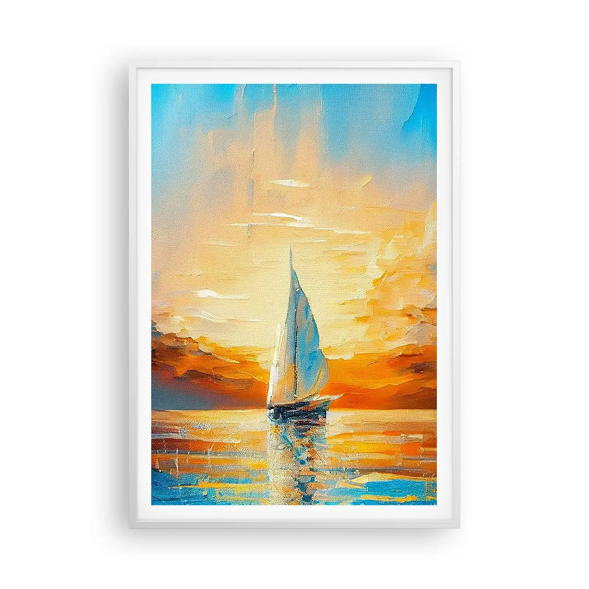 Poster in een witte lijst - Zeilen in goud - 70x100 cm