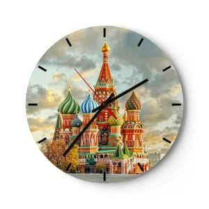 Wandklok - Klok - De Sint-Basiliuskathedraal in Moskou - 30x30cm - Zelfs Disney zou er niet op komen - Moderne wanddecoratie voor woonkamer, keuken en slaapkamer ARTTOR