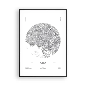 Poster in een zwarte lijst - Anatomie van Oslo - 70x100 cm