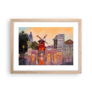 Een poster in een licht eiken lijst - Parijse iconen – Moulin Rouge - 40x30 cm