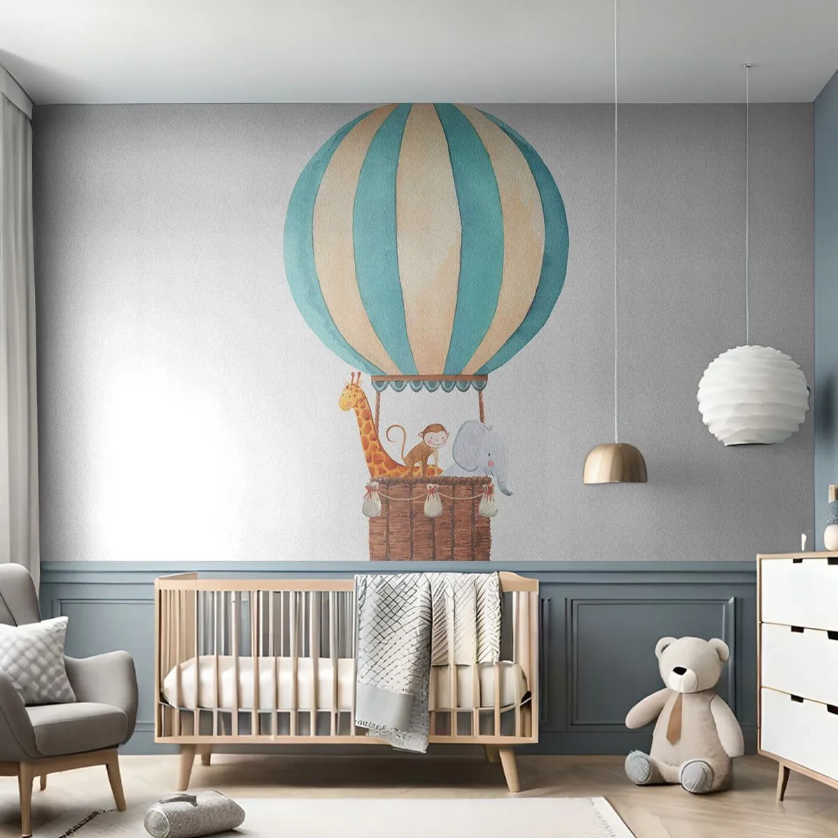 Fotobehang Premium Sand - Fantastische reis - Ballon, Voor kinderen, Vintage - 100x70 cm