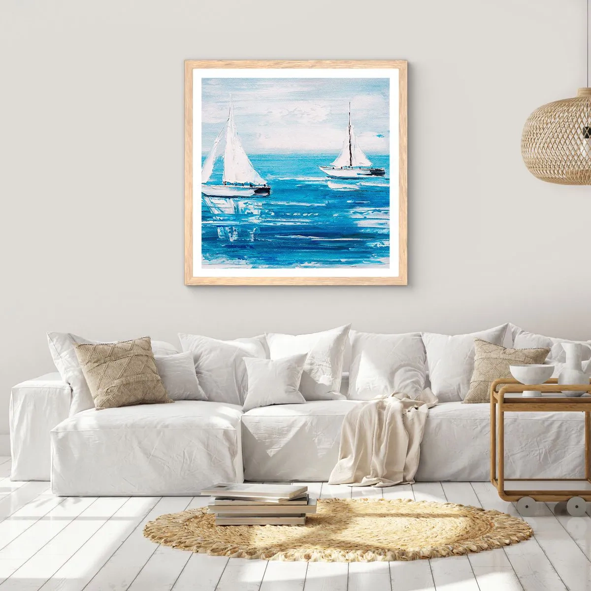 Een poster in een licht eiken lijst - Met een vriend aan mijn zijde - 60x60 cm