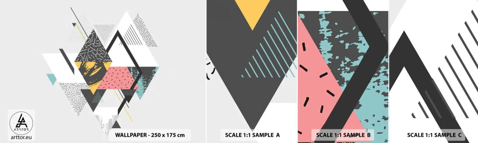 Fotobehang Staaltje Standard Eco - Variatie op driehoek en ruit - Abstractie, Deel, Driehoeken - 100x30 cm