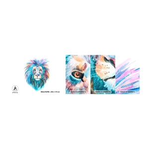 Fotobehang Monster Zelfklevend Deluxe Sticker - Een opwindende uitstraling - Dieren, Leeuw, Abstractie - 100x30 cm