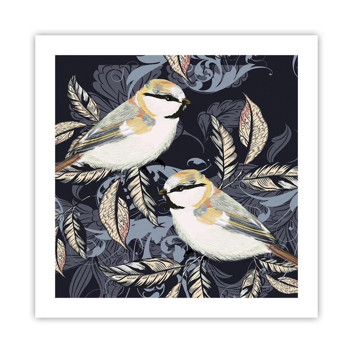 Poster - Geel-blauwe triller - 50x50 cm
