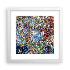 Poster in een witte lijst - Glas in lood druppel - 30x30 cm