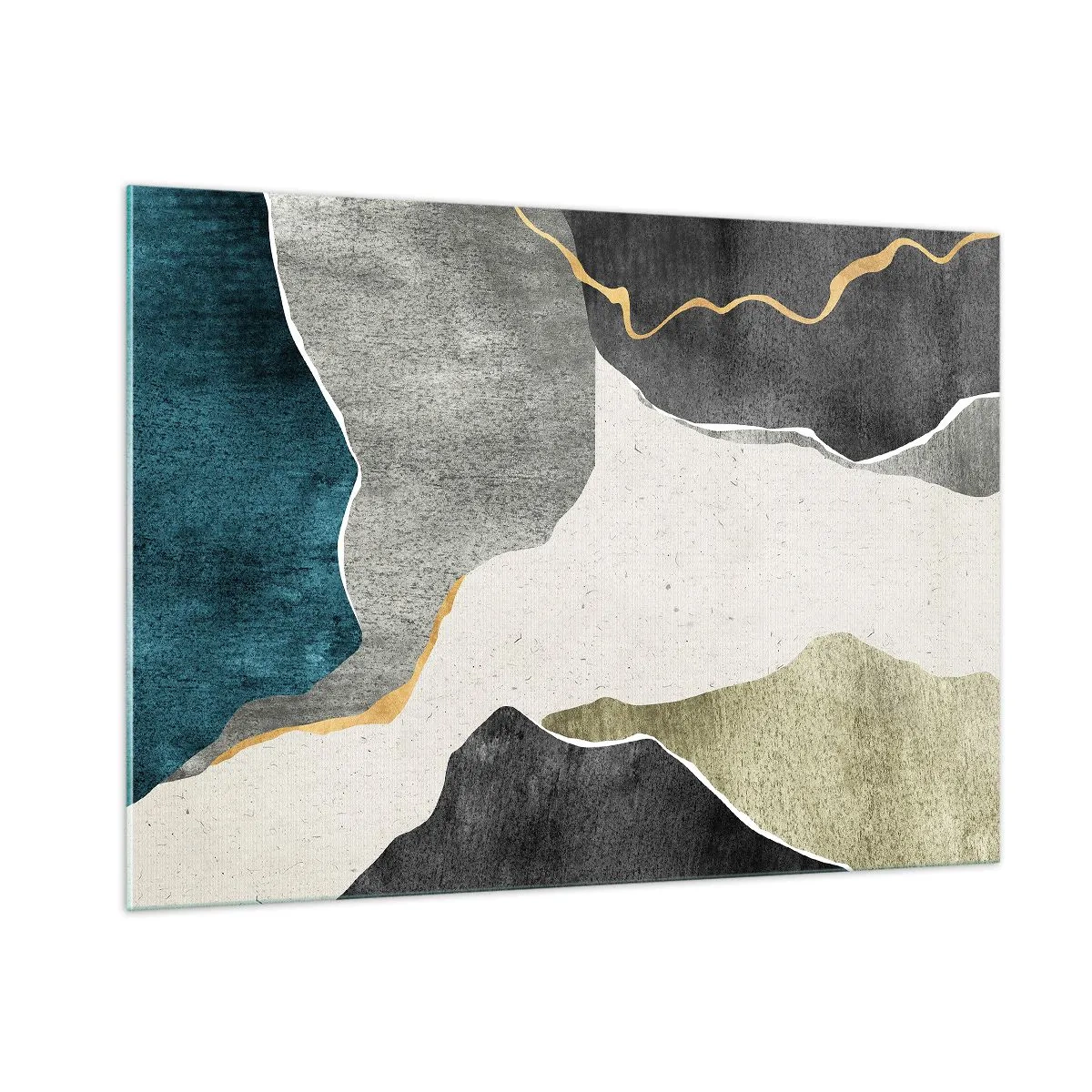 Schilderen op glas - Mozaïekcompositie met gouddraad - 100x70 cm