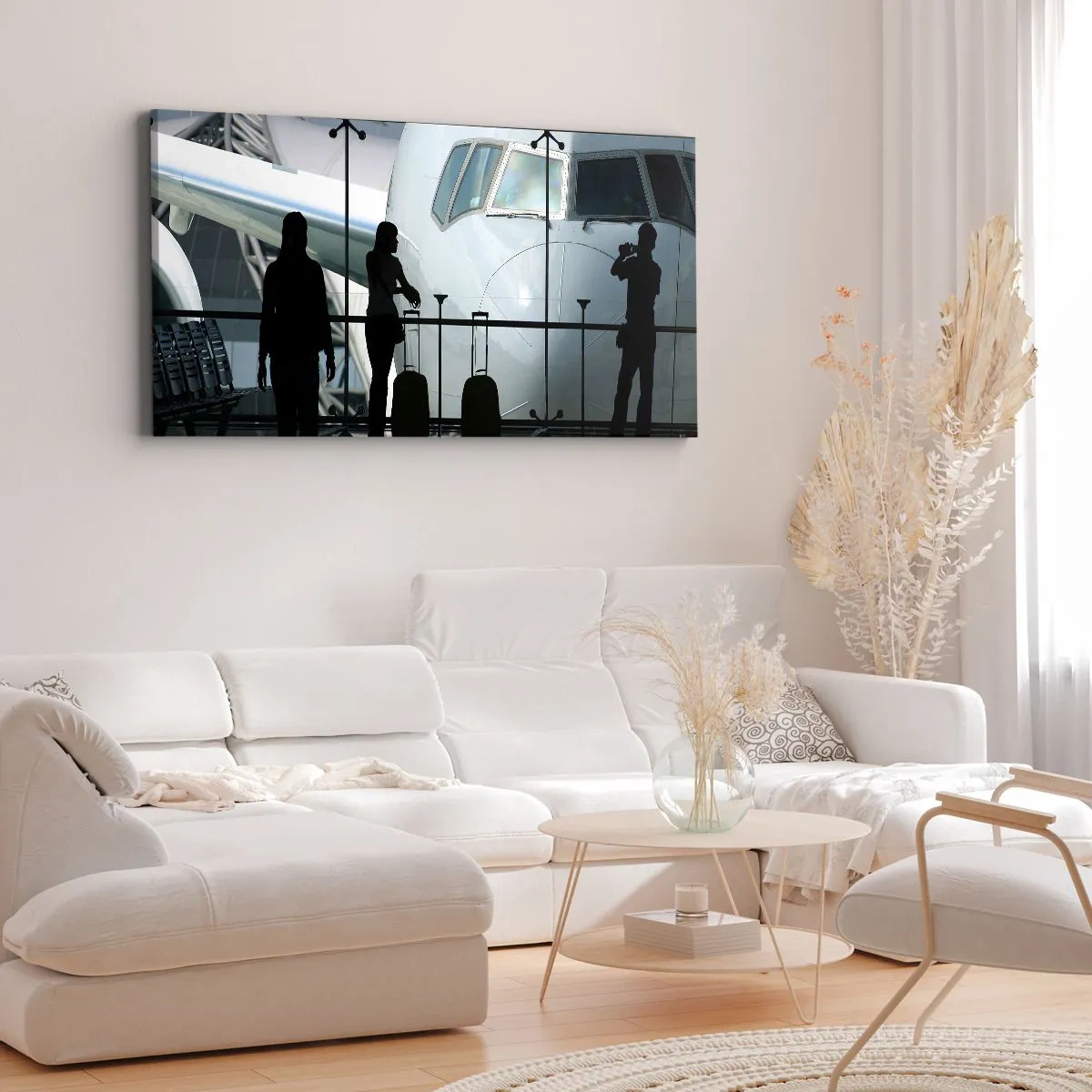 Schilderen op canvas - Vis a vis op de luchthaven - 160x50 cm