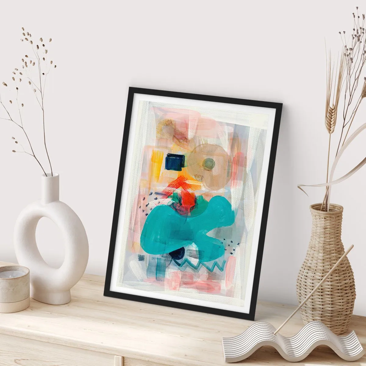 Poster in een zwarte lijst - Kleurrijk spel - 40x50 cm