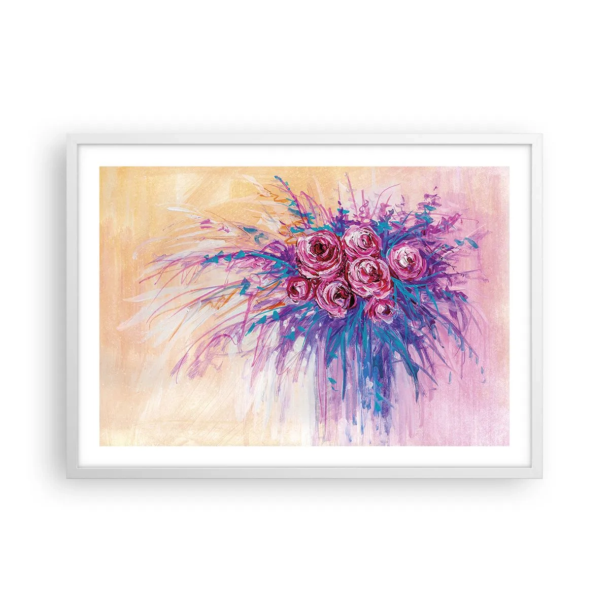 Poster in een witte lijst - Rozenfontein - 70x50 cm