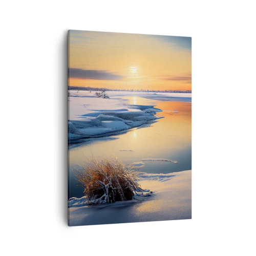 Schilderen op canvas - Winterse zonsondergang - 50x70 cm