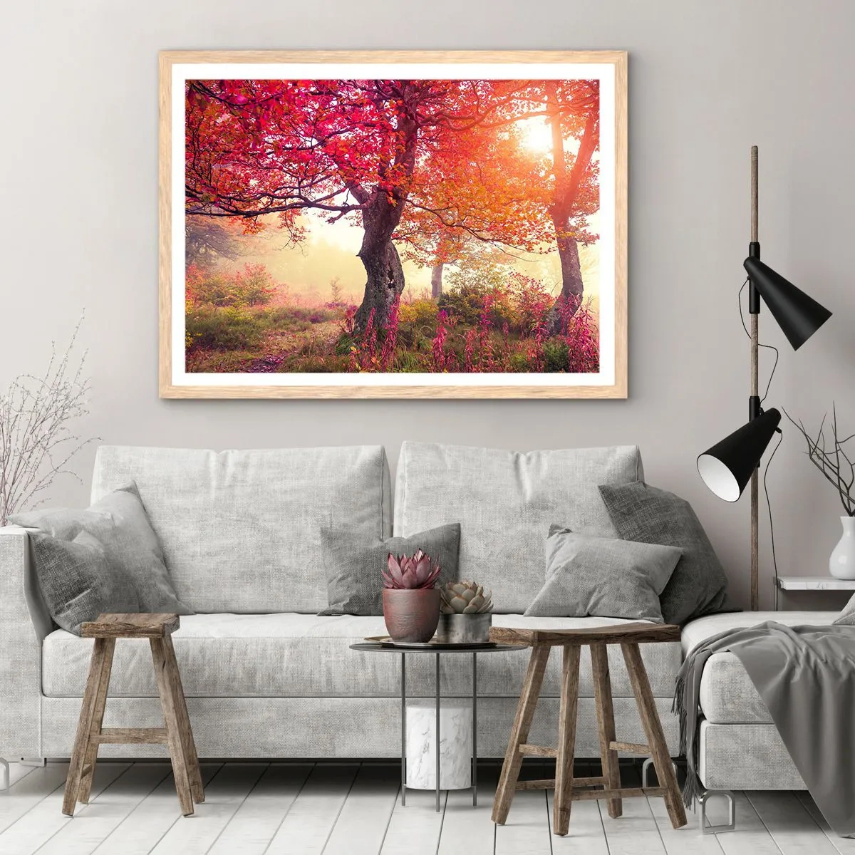 Een poster in een licht eiken lijst - Bloeiende razernij - 50x40 cm