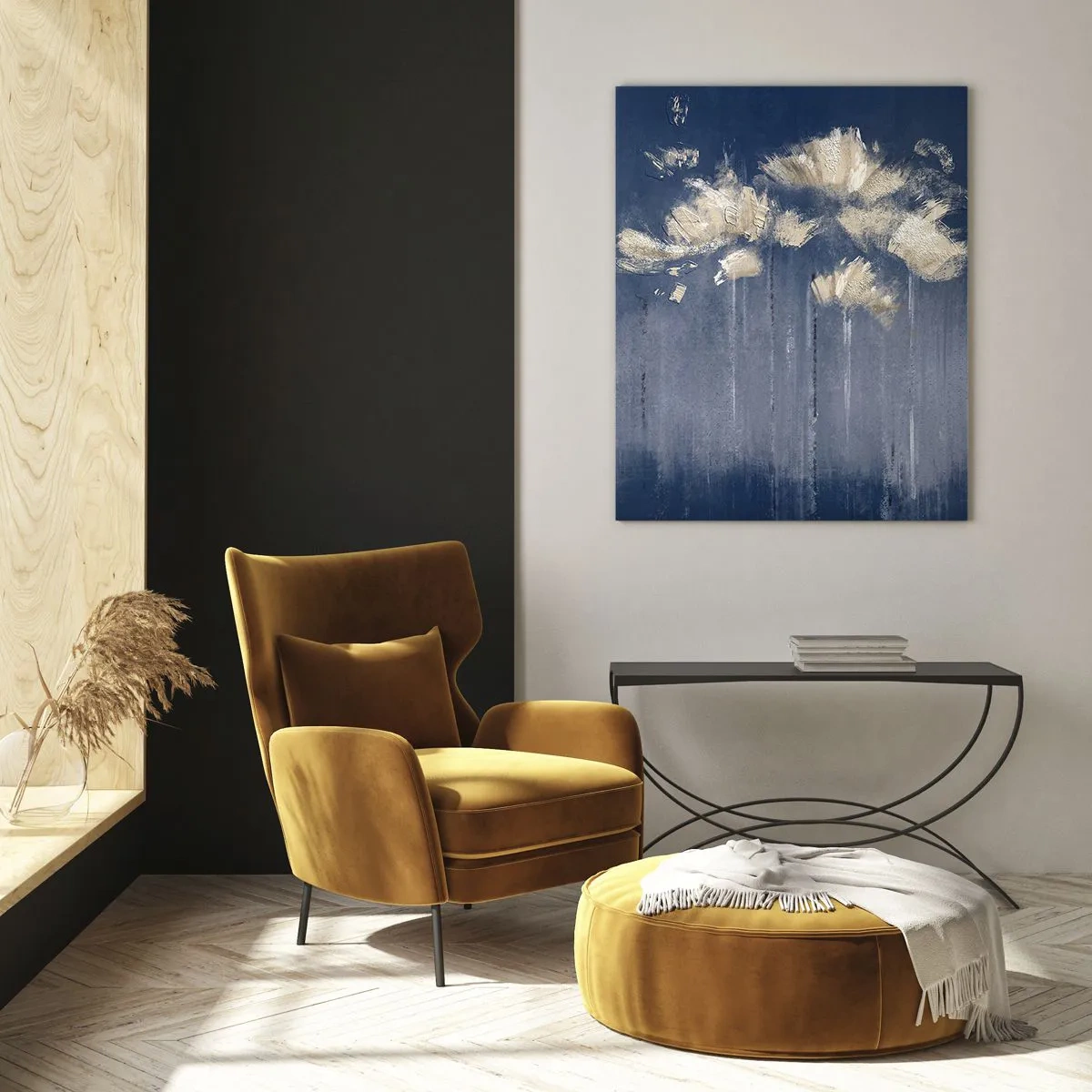 Schilderen op glas - Als bloemblaadjes in de wind - 70x100 cm