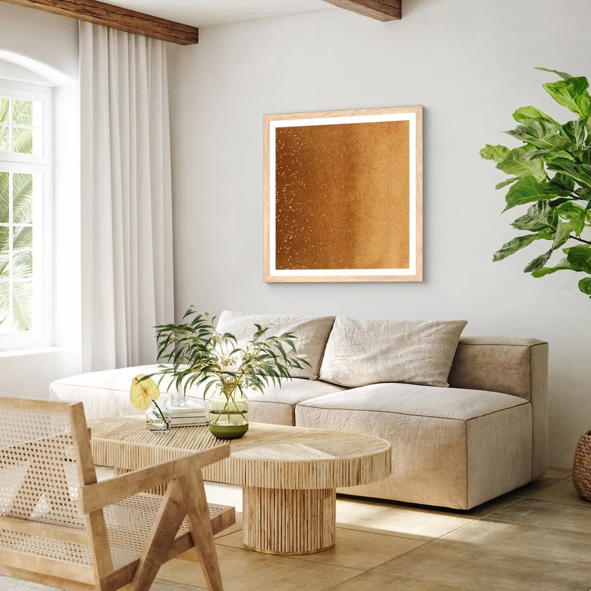 Een poster in een licht eiken lijst - De geboorte van het licht - 40x40 cm