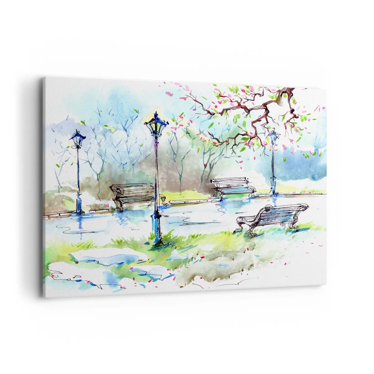 Schilderen op canvas - De charme van de stilte van het park - 100x70 cm