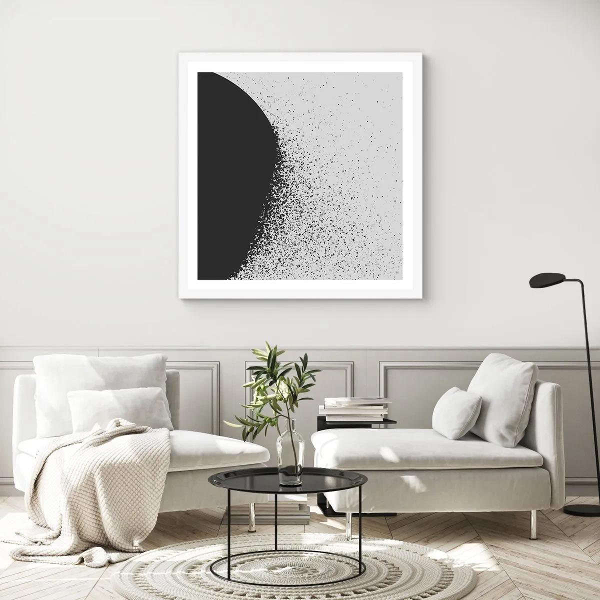Poster in een witte lijst - Beweging van moleculen - 40x40 cm