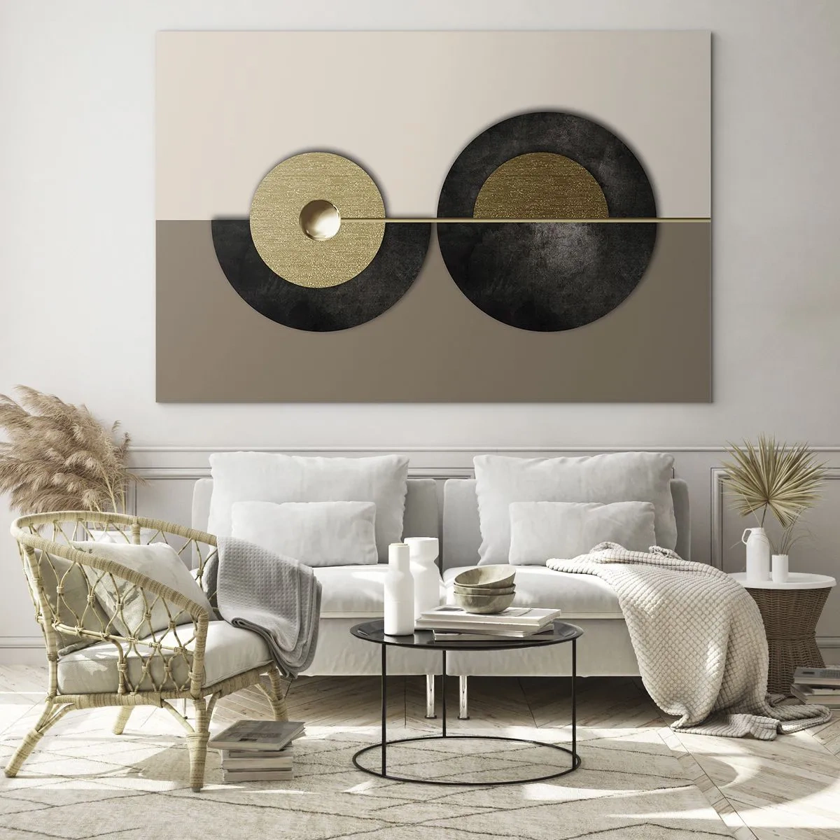 Schilderen op glas - Variaties rond de cirkel - 120x80 cm