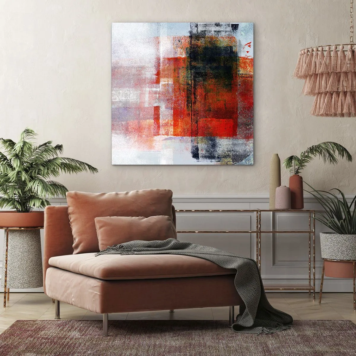 Schilderen op canvas - Een gloeiende compositie - 60x60 cm