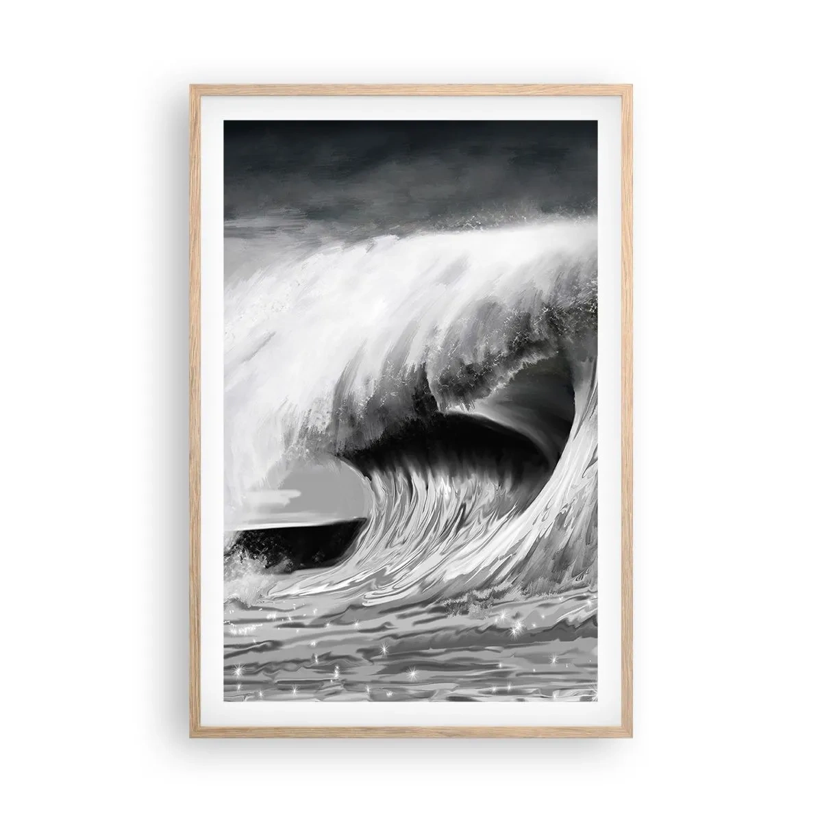 Een poster in een licht eiken lijst - De woede van de oceaan - 61x91 cm