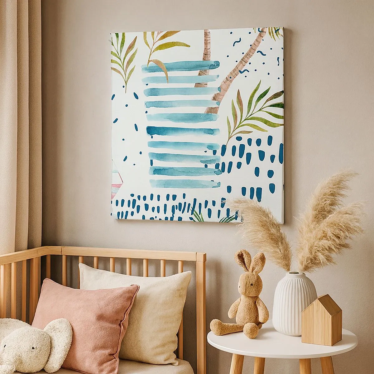 Schilderen op canvas - Vakantie onder palmbomen - 30x30 cm