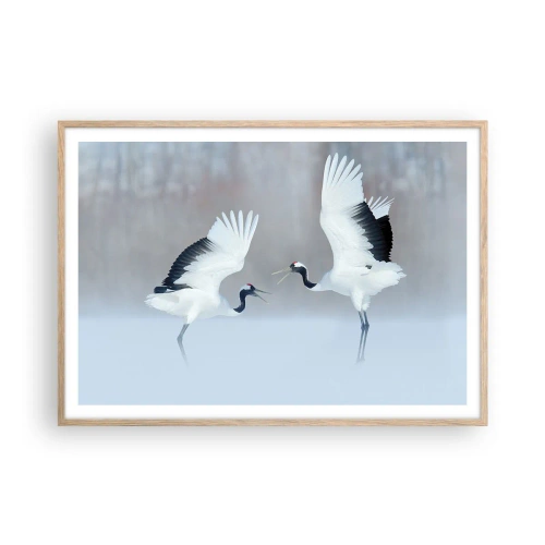 Een poster in een licht eiken lijst - Dans in de mist - 100x70 cm