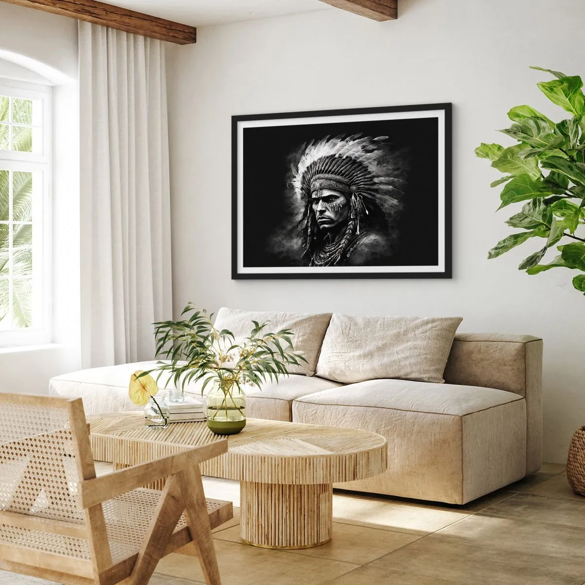 Poster in een zwarte lijst - Een leider en strijder - 70x50 cm