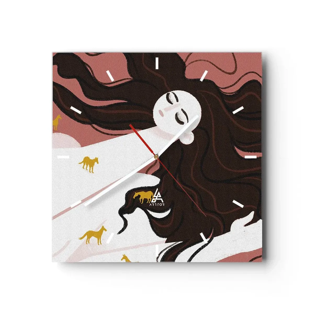 Wandklok - Klok - Droom over een gouden paard - 30x30 cm