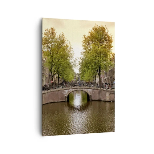 Schilderen op canvas - Met de boot of met de fiets? - 70x100 cm