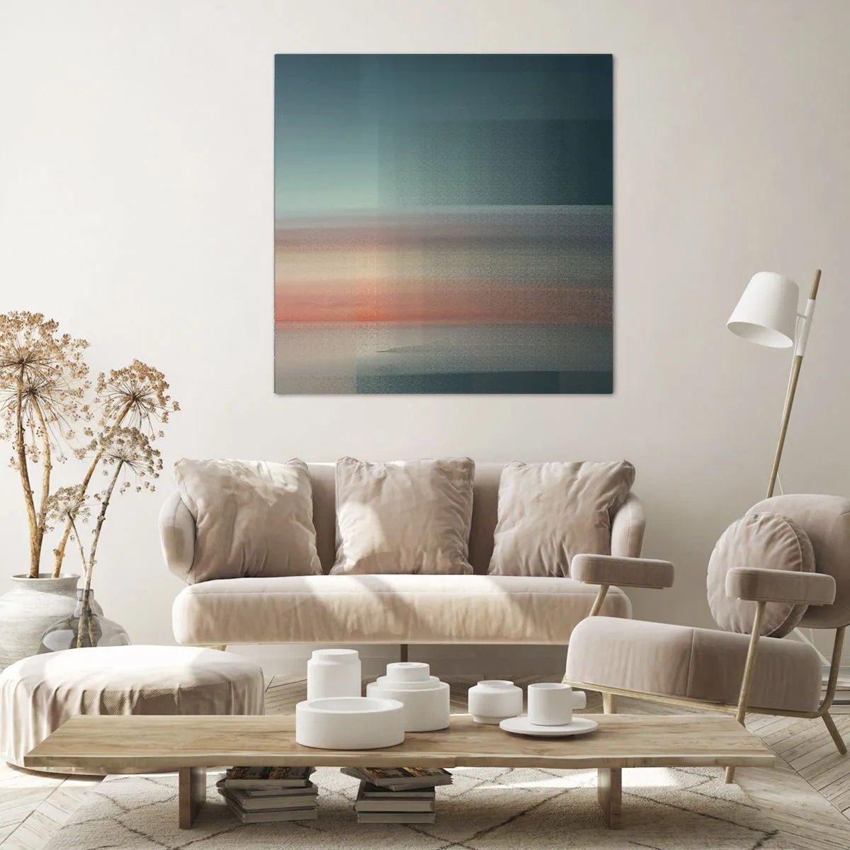 Schilderen op canvas - Abstractie: golven van licht - 70x70 cm