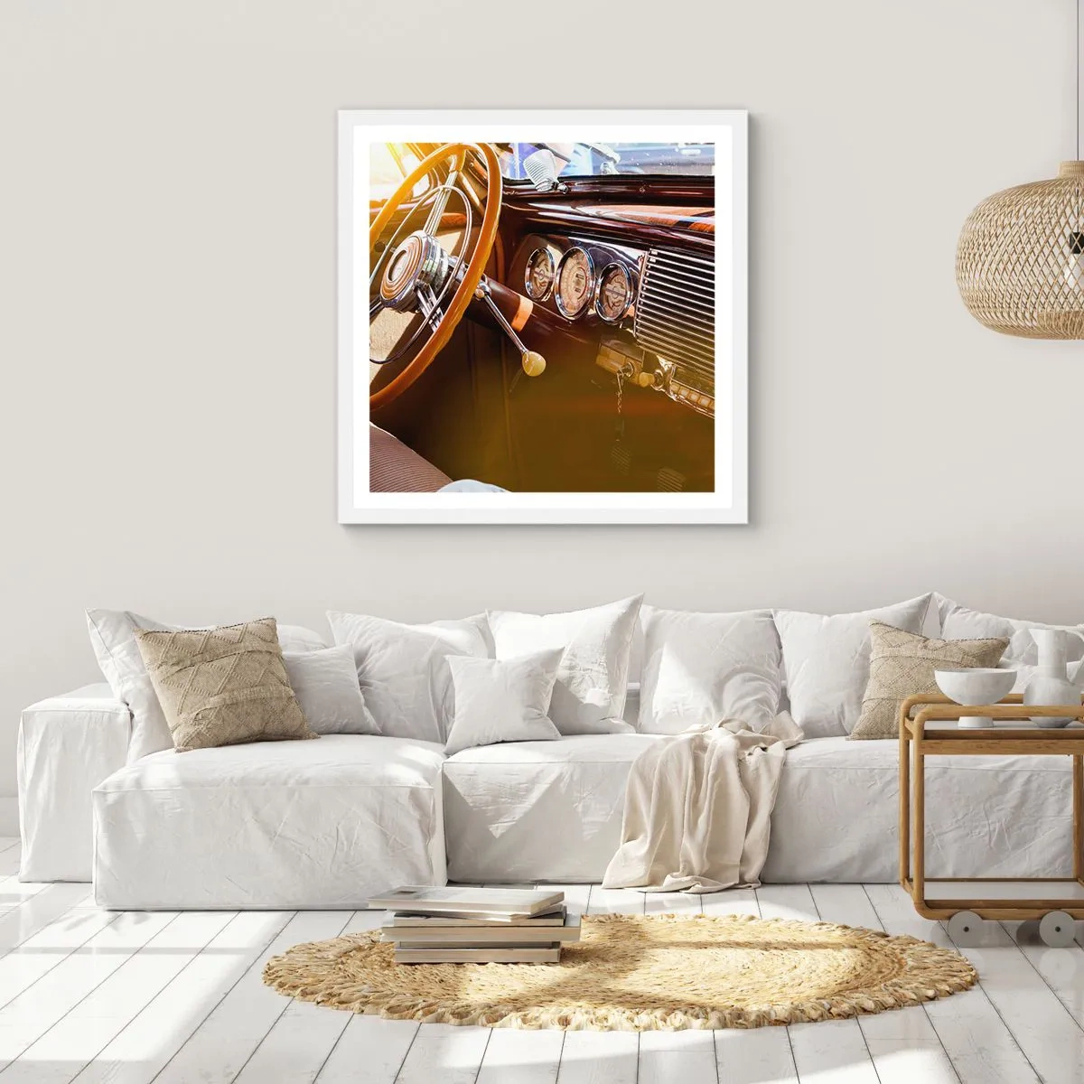 Poster in een witte lijst - Een adem van luxe uit het verleden - 60x60 cm