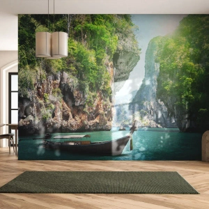 Fotobehang Standard Eco - Een uitnodiging voor een exotische reis - Landschap, Thailand, Zee - 200x140 cm