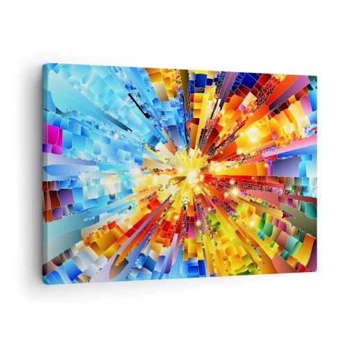 Schilderen op canvas - Een dynamische explosie van kleur en licht - 70x50cm - In medias res - Moderne wanddecoratie voor woonkamer en slaapkamer ARTTOR