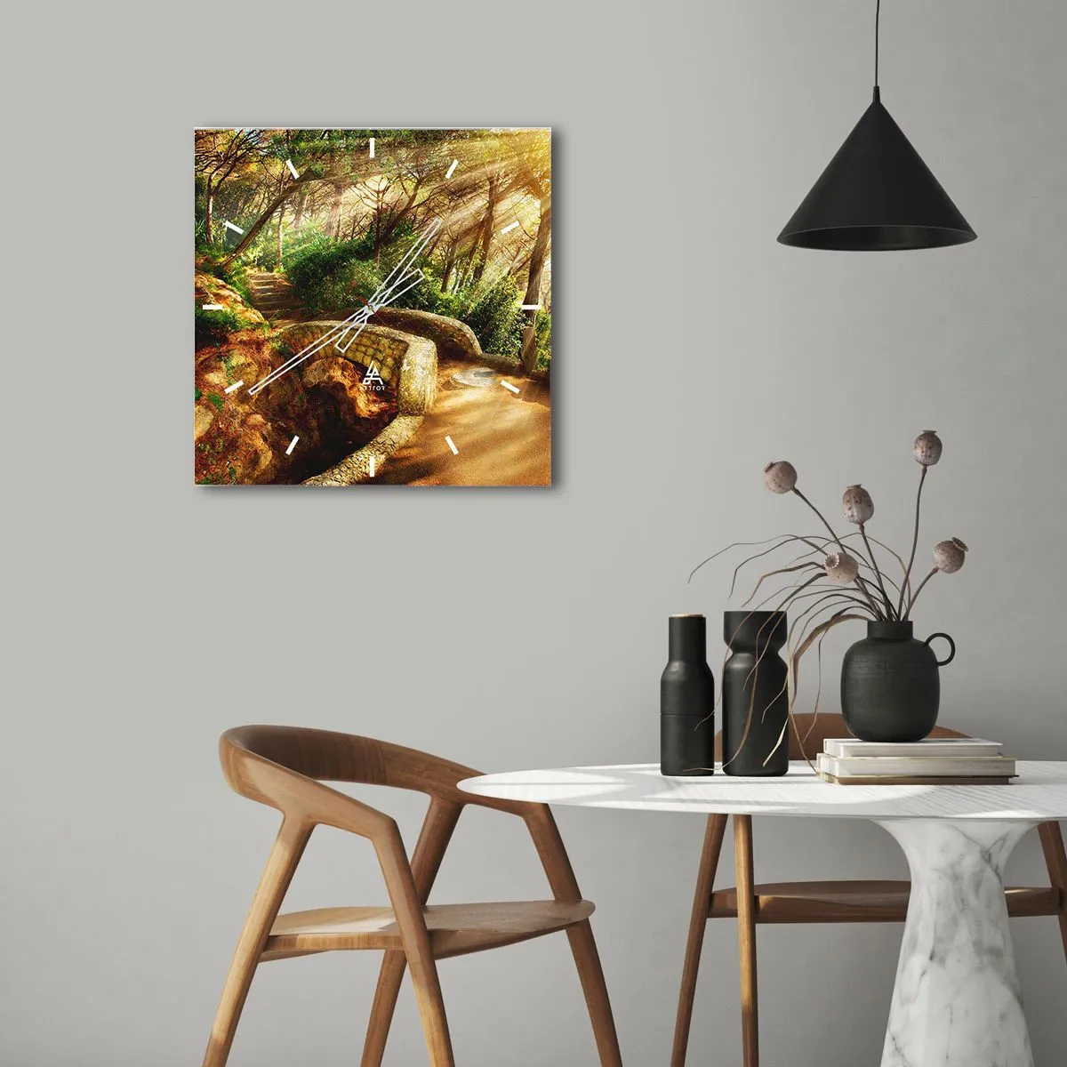 Wandklok - Klok - Rechtstreeks vanaf de brug het sprookjesbos in - 30x30 cm