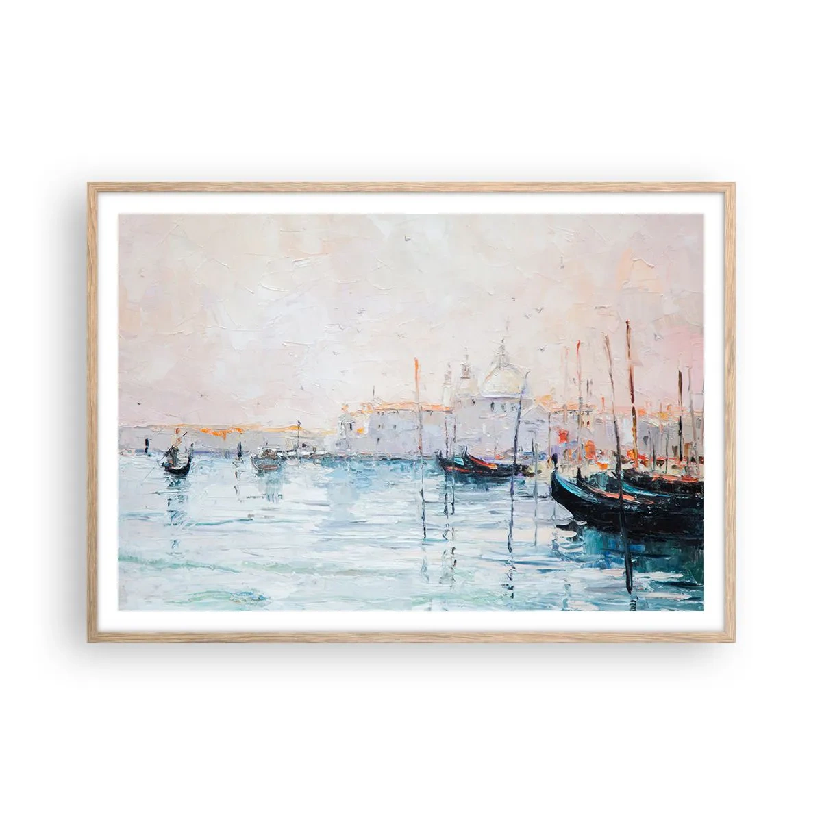 Een poster in een licht eiken lijst - Achter het water, achter de mist - 100x70 cm