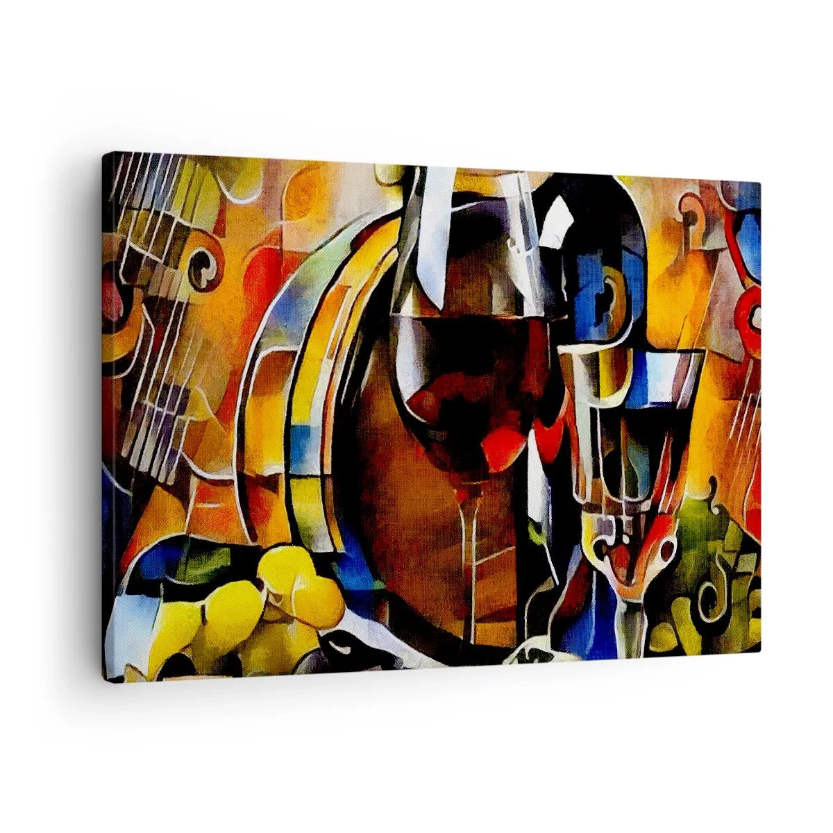 Schilderen op canvas - Abstract stilleven met glazen en instrumenten - 70x50cm - En de wereld krijgt kleuren - Moderne wanddecoratie voor woonkamer en slaapkamer ARTTOR