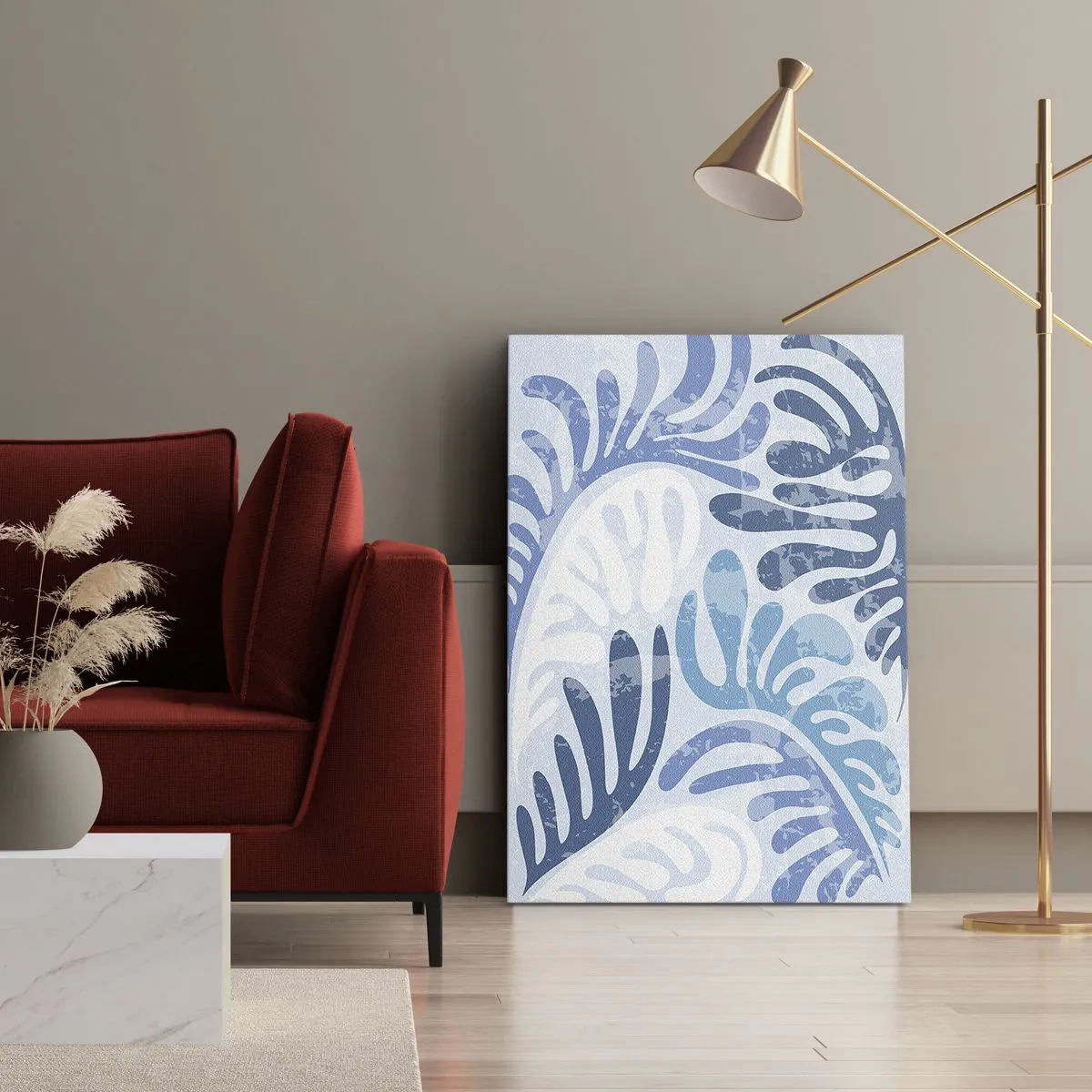 Schilderen op canvas - Blauwe varens - 50x70 cm