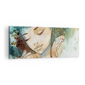 Schilderen op canvas - Dame in het blauw - 100x40 cm