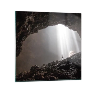 Schilderen op glas - De lichtgevende grot - 60x60 cm