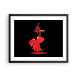Poster in een zwarte lijst - De vurige geest van flamenco - 50x40 cm