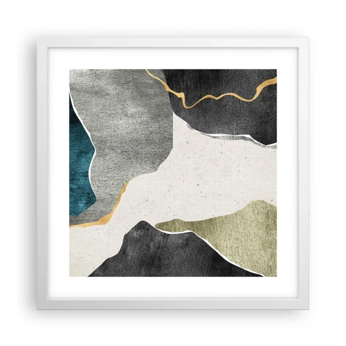 Poster in een witte lijst - Mozaïekcompositie met gouddraad - 40x40 cm