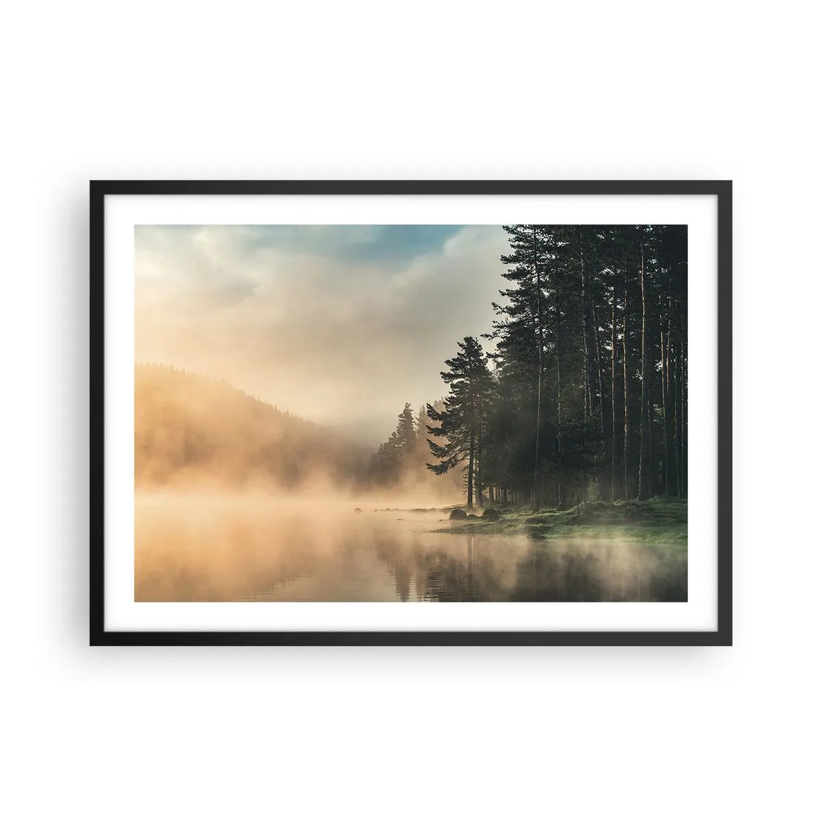 Poster in een zwarte lijst - De geboorte van de dag - 70x50 cm