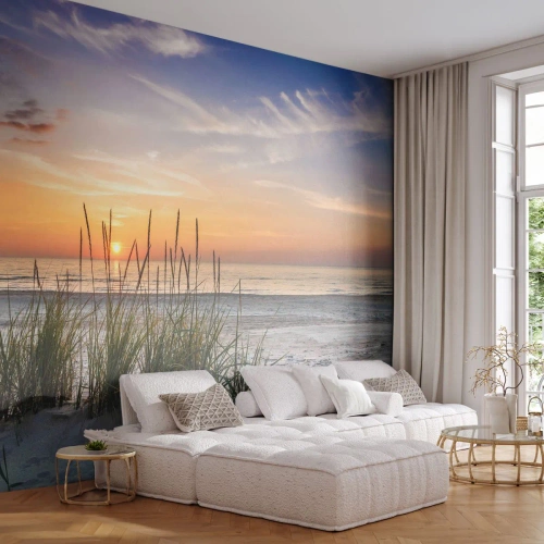 Fotobehang Standard Eco - Kijk, denk, voel - Landschap, Strand, Zee - 350x256 cm