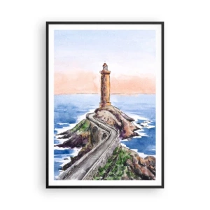 Poster in een zwarte lijst - Kijkend naar de zee - 70x100 cm