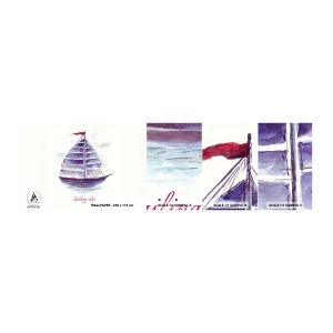 Fotobehang Monster Zelfklevend Deluxe Sticker - Volle zeilen en rustig water - Zeilboot, Kust, Zee - 100x30 cm