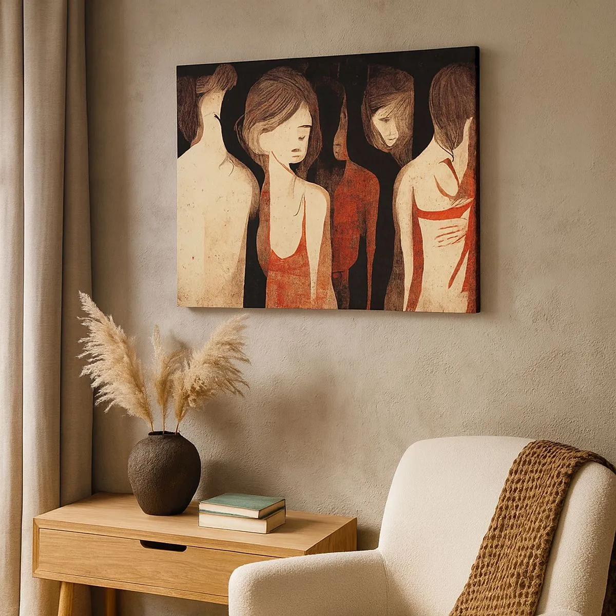 Schilderen op canvas - Artistieke figuren in een abstracte compositie - 70x50cm - Madonna's van duisternis - Moderne wanddecoratie voor woonkamer en slaapkamer ARTTOR